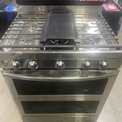 Samsung NX60A6751SS 30” Freestanding Gas Smart Range with 5 Sealed Burners, 6.0 Cu. Ft. Capacity, Storage Drawer, Convection+, Air Fry  🇺🇸Double ove