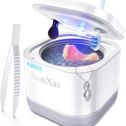 Ultrasonic Retainer Cleaner for Dentures,45KHz Ultrasonic Jewelry Cleaner with UV Dentures Cleaner,Ultrasonic Cleaner Two Clean Modes for Jewelry,Whit