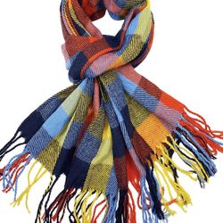 Winter Warm Plaid Scarfs for Women Long Blanket Scarf Big Grid Shawl Wrap