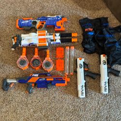 Nerf Lot Rhinofire Rapidstrike Hyperfire With Magazines