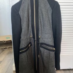 Preowned Laundry by Shelli Segal Wool Blend Coat Faux Fur Hood Small