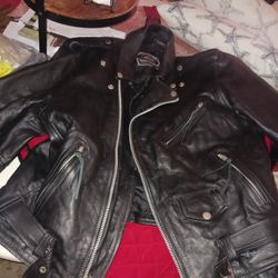 MENS HEFTY DUTY REAL LEATHER BIKERS LOOK JACKET SZ XL 1ST 25$ GETS IT ...THIS WORTH 100 OR MORE