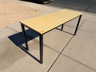 Beige Wood Top Table / Desk (LxWxH: 23.5” x 63” x 29”)