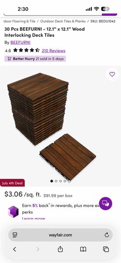 Acacia Wood Interlocking Deck Tiles (30 pieces)