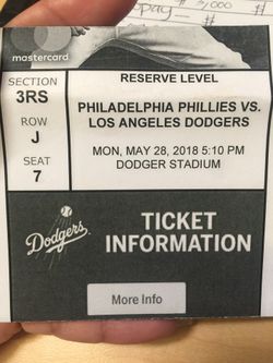 2 Dodger tickets for sale