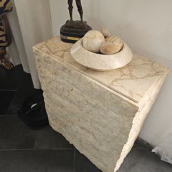 Tessellated Travertine end table