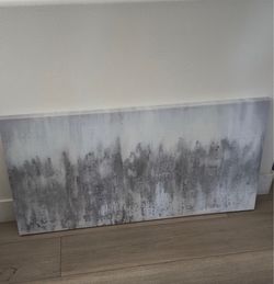 Large Gray & Silver Abstract Canvas Wall Art