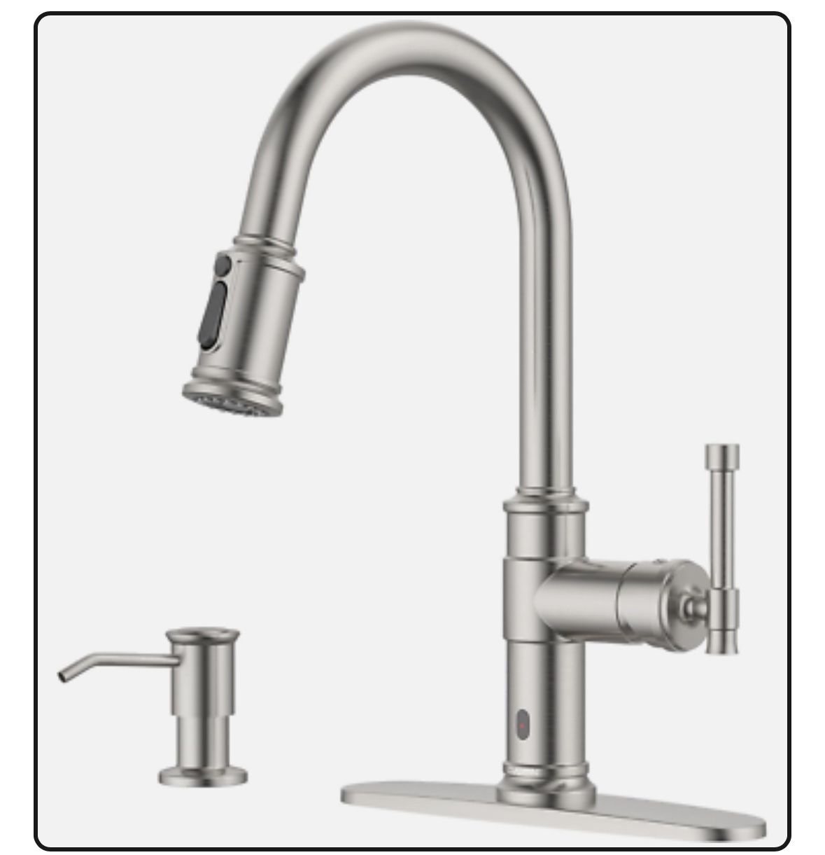 DAYONE Touchless Kitchen Faucet – Brushed Nickel, Pull-Down Sprayer With 5 Modes & Motion Sensor