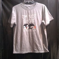 Women's Junior Gray T-SHIRT. Funny Penguin Short Sleeve T-SHIRT.  Size Large.