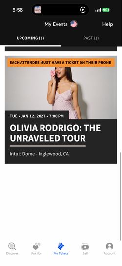 2 OLIVIA RODRIGO TICKETS $650 EACH