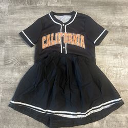 Girls Large Skirt And Button Down Jersey Shirt