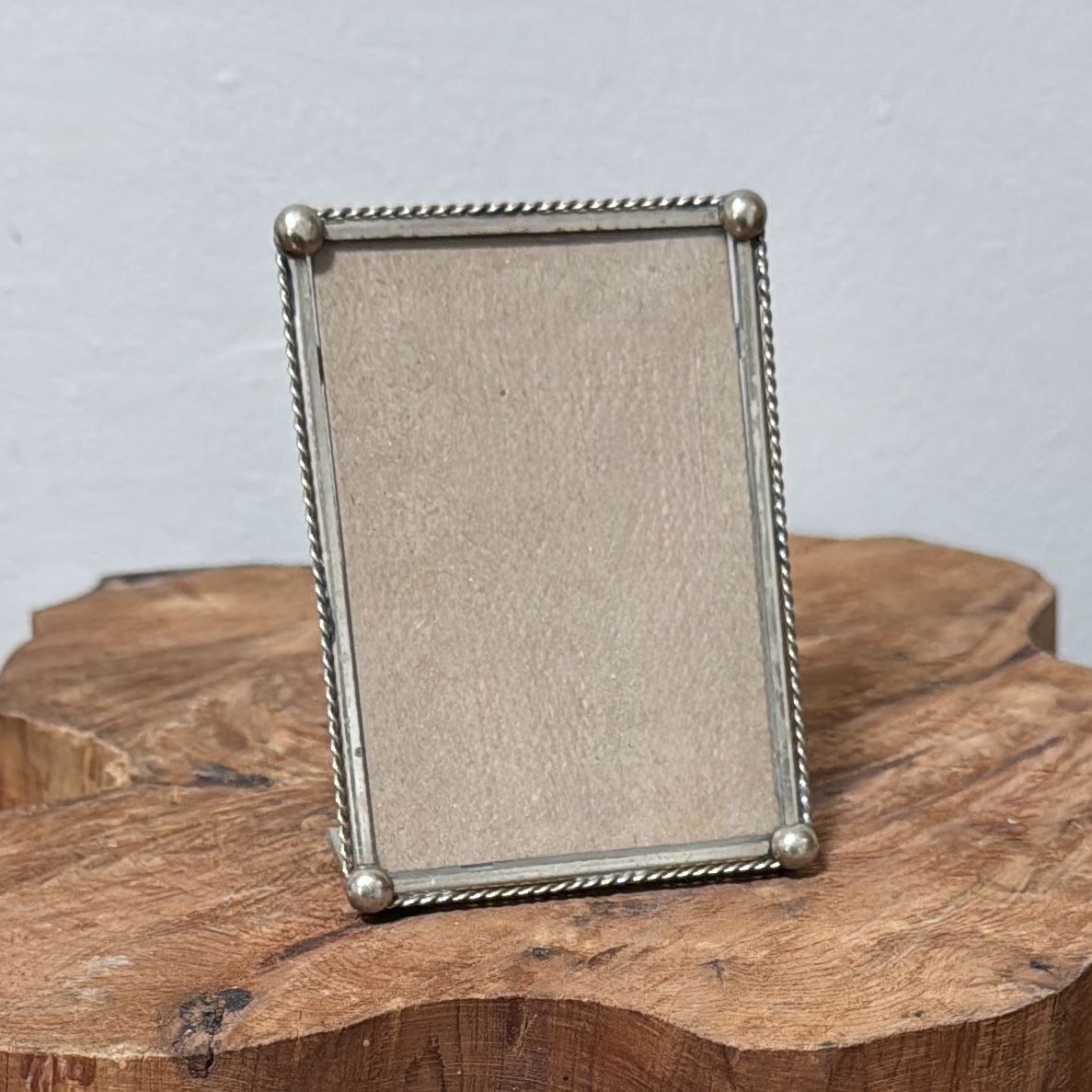 Vintage Mid Century Minimalist Ornate Silver Tabletop Mini Photo Frame
