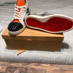 Christian Louboutin sneakers worn three times black orange white too size 43 1/2