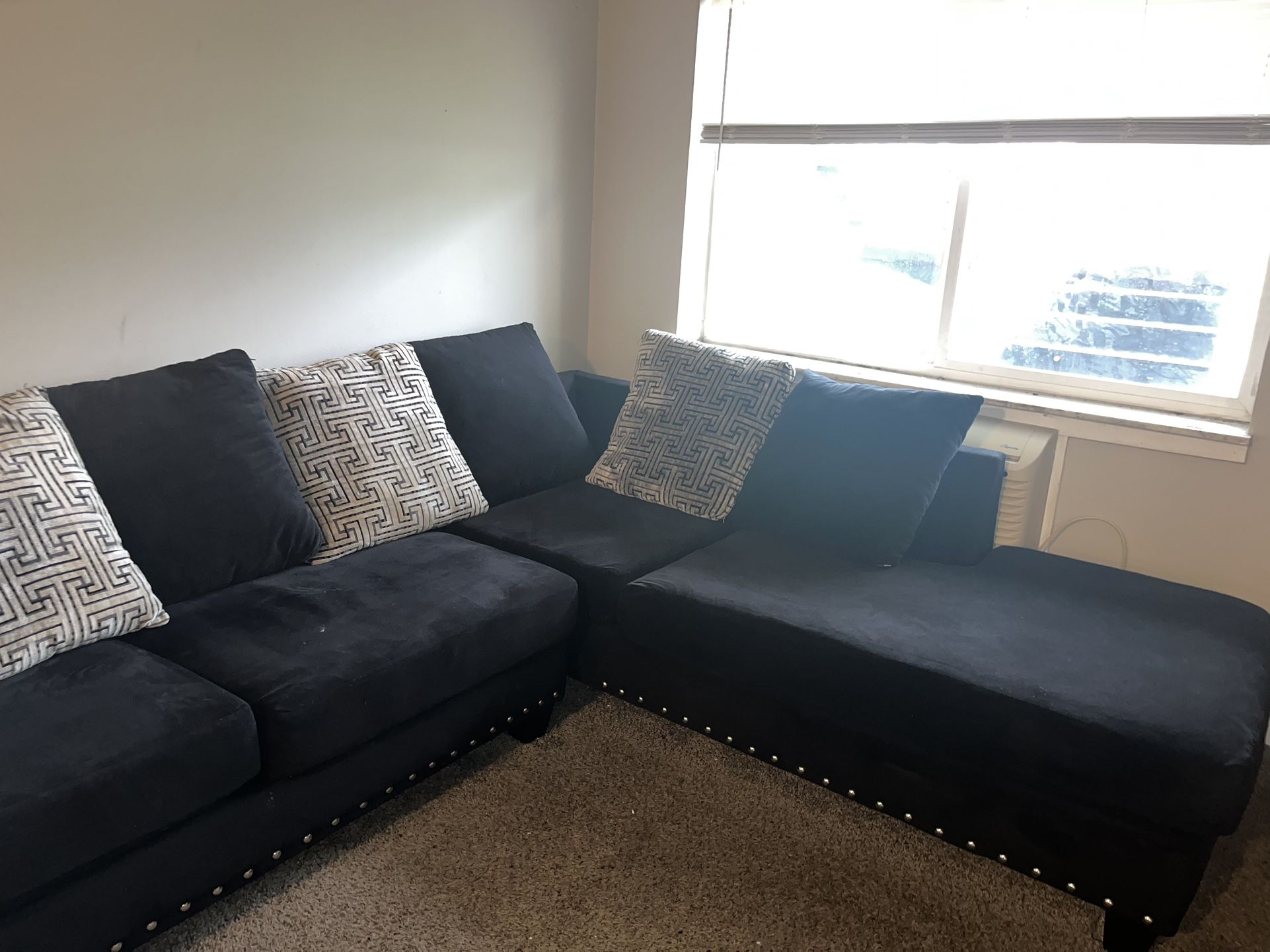 Large Black Sectional Couch  