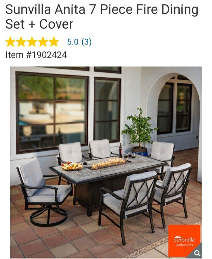 Sunvilla 7 Piece dining Set With Fire Pit. for Sale in Bakersfield
