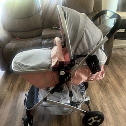 Baby Convertible Pink Stroller 