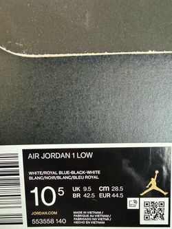 Air Jordan Retro 1 Low White /Royal Blue/Black