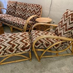 Mid Century Rattan Sofa And Chair