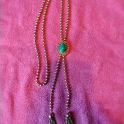 Vintage 1973 Avon Ming Green Lariat Necklace 