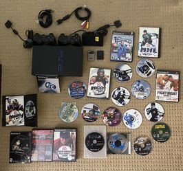 PlayStation 2 - Sony PS2 w 2 Controllers, Ethernet Adapter For Online Play And over 20 Games