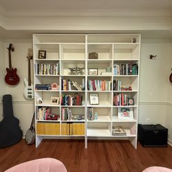 Handmade Floor To Ceiling White Wood Bookshelves – Set of 2