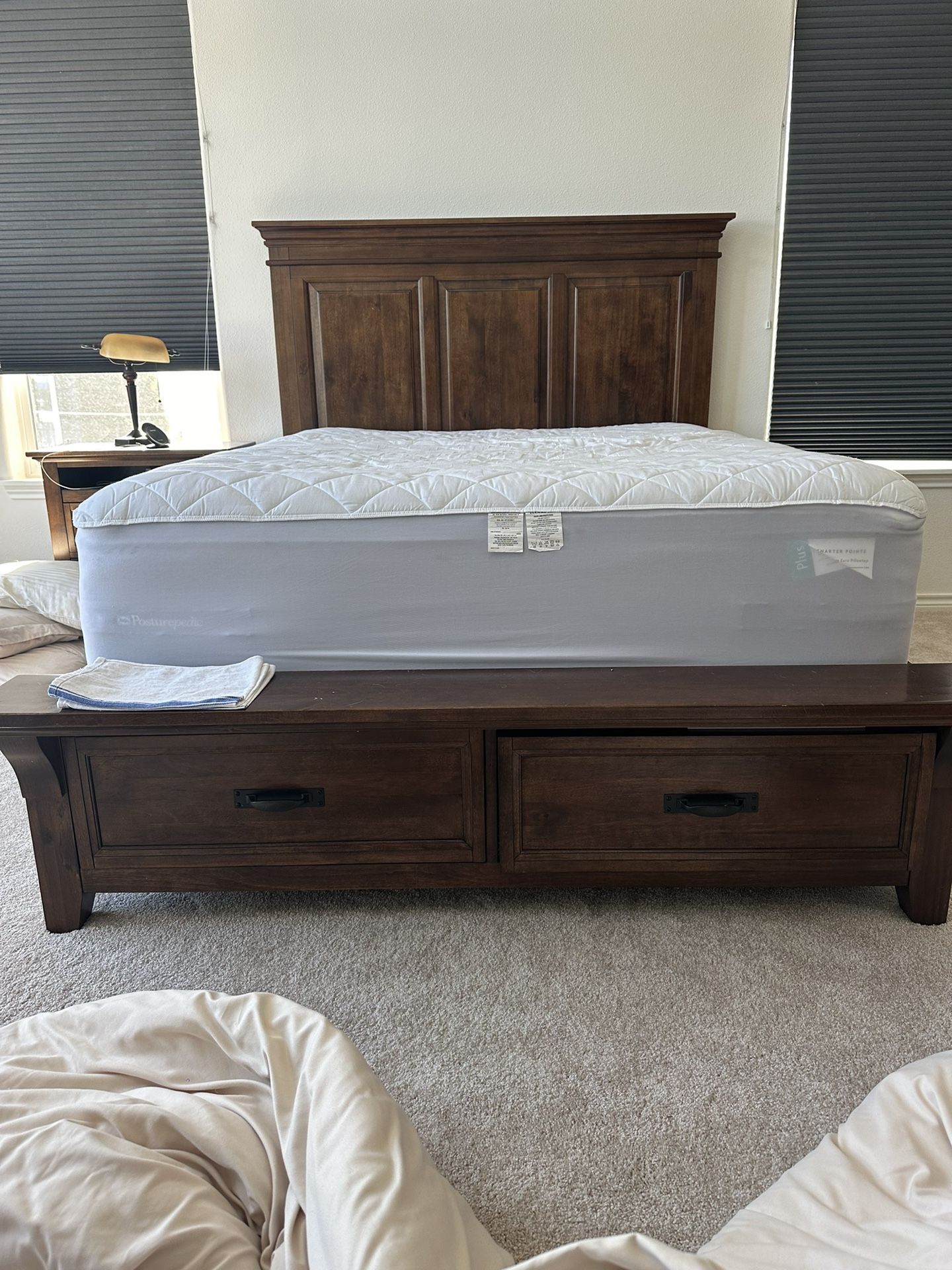 Bed frame with storage and matching nightstand 