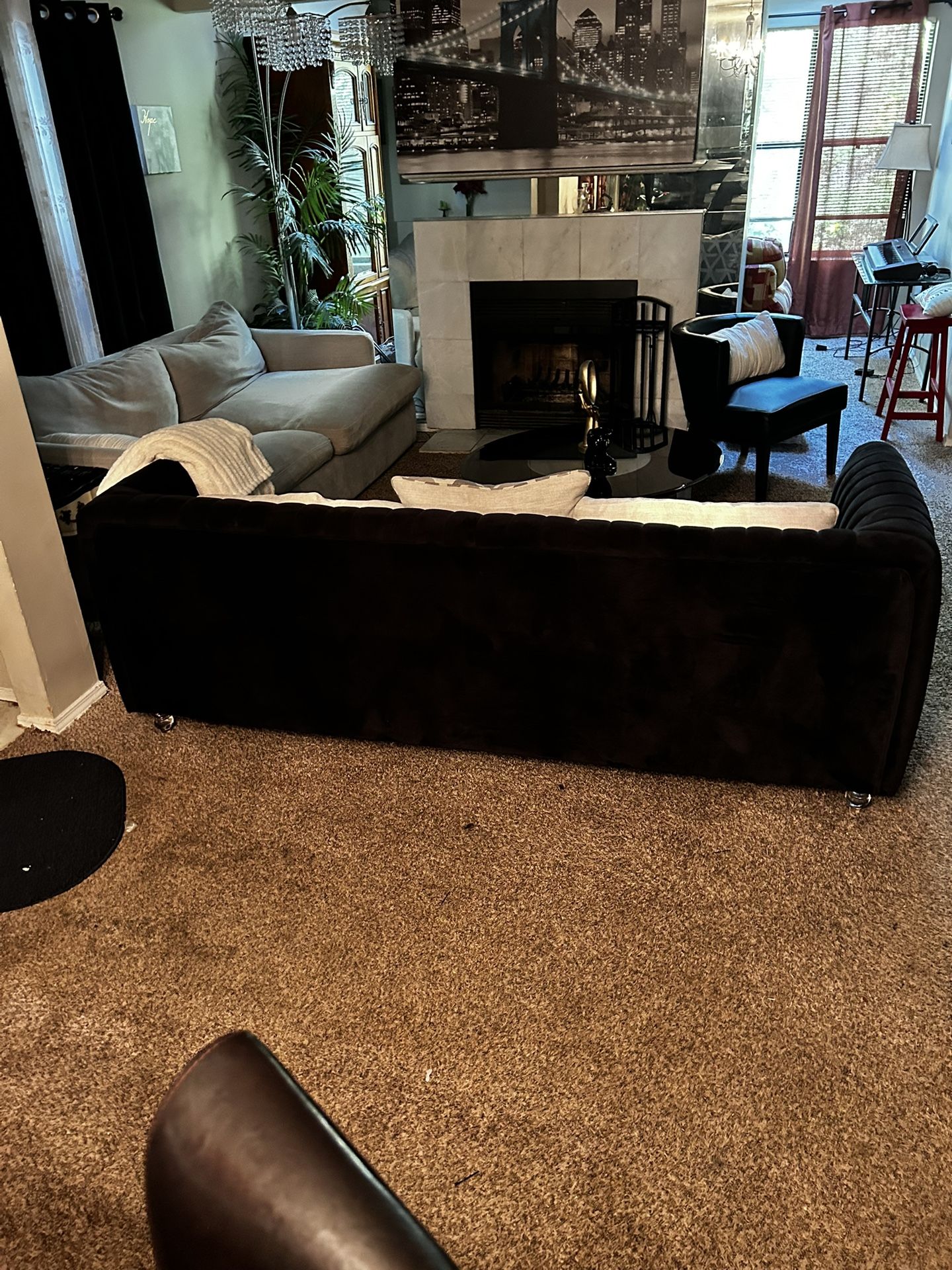 Black Velvet Sofa