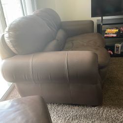 Brown Leather Love Seat 