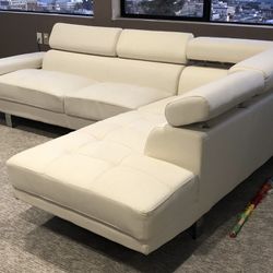 Grey , White , Black Sofa Sectional With Adjustable Headrest 