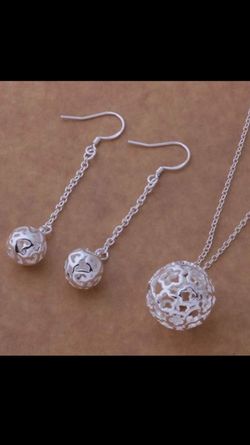 Necklace and earring sterling silver set