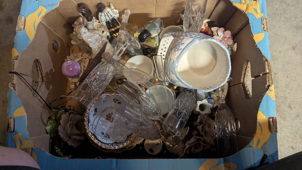 Box Of Vintage And Porcelain 