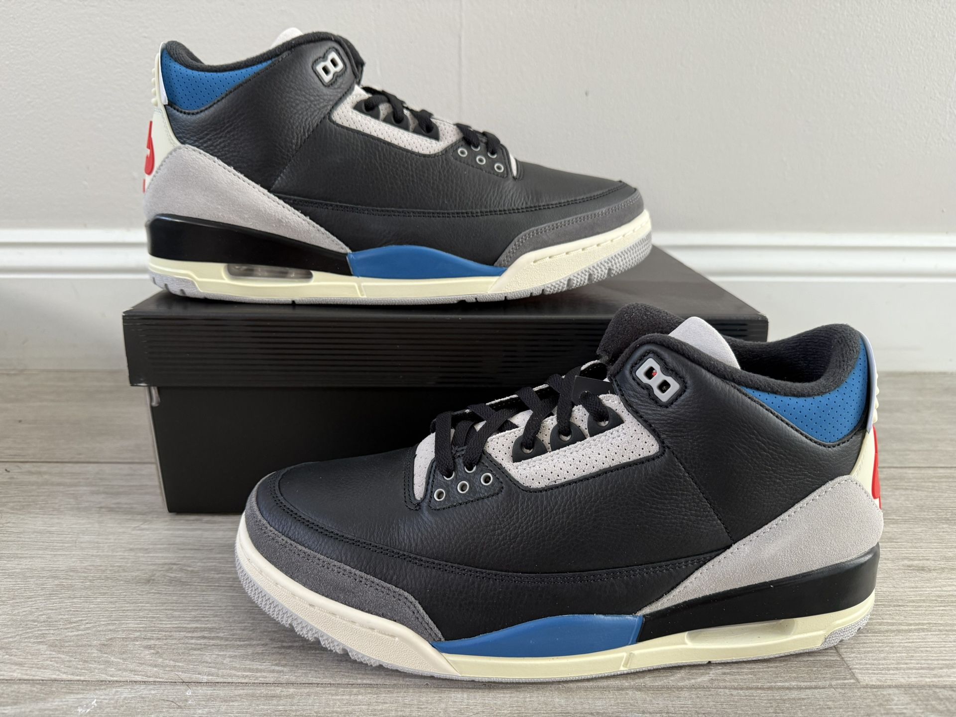 Air Jordan 3 Retro OG Rare Air IB8967-004 Black Chile Red Neutral Grey Military Blue Coconut Milk Size 12 Shoes NEW w/ Box