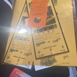 1993 Inaugural Game Marlins Two Box Tickets Vintage 