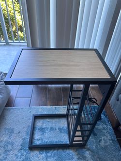 Modern C-Shaped Side Table with USB Charging Ports