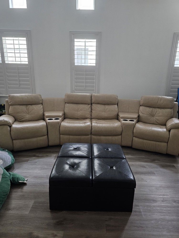 Macy's Leather Recliner Sofa