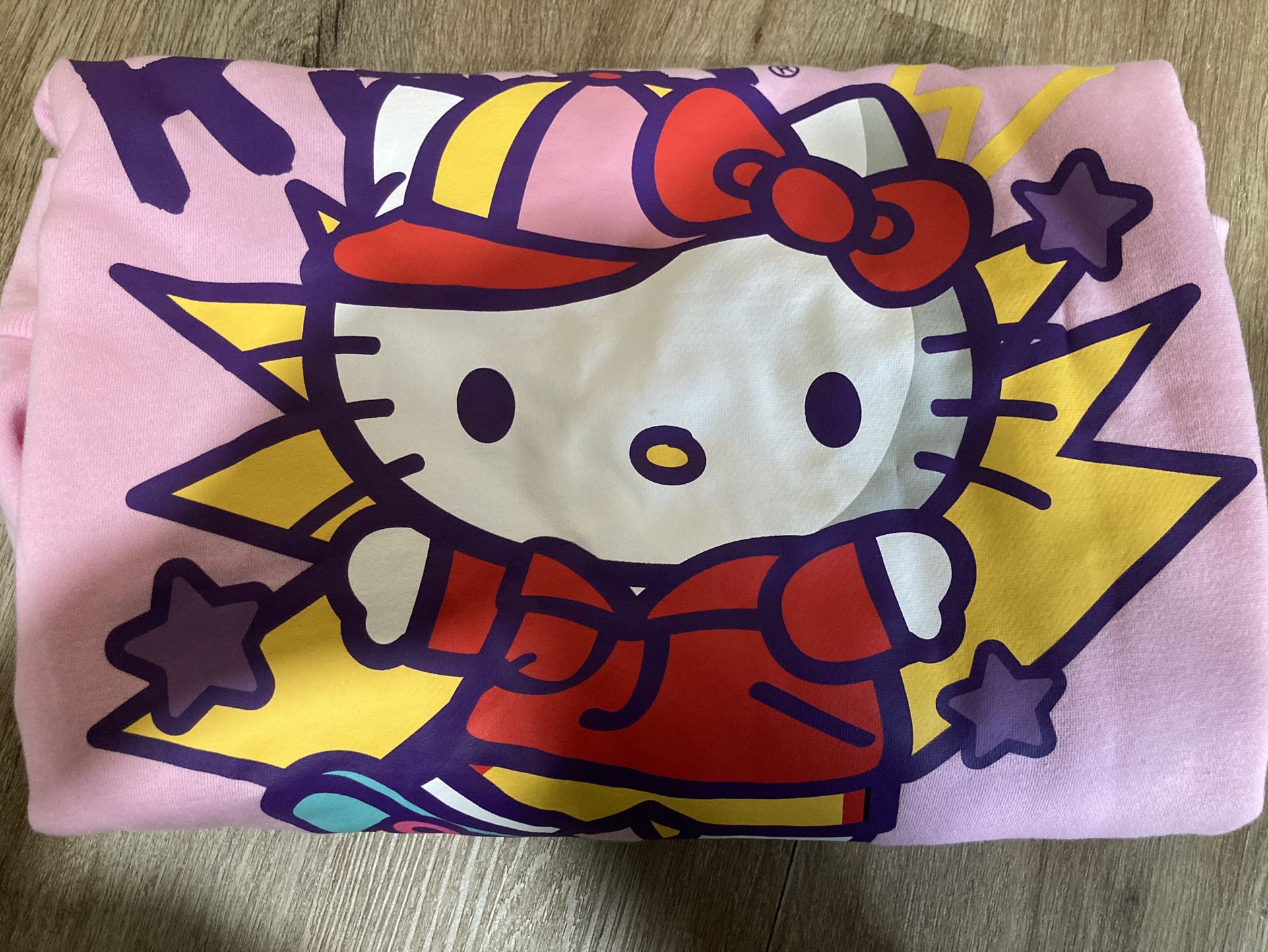 Hello Kitty Pink Hoodie Size M Medium Girl Front Sleeve Back Graphic School Spor