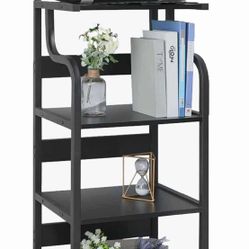 Printer Stand 4-Tier Printer Stand with Storage 41.3'' Mobile Printer Cart with Lockable Wheels Large Printer Desk (Black) Printer Stand for Desk