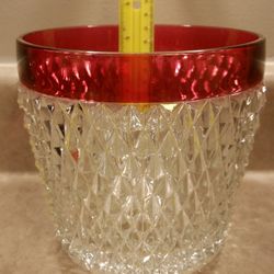 VINTAGE Indiana Glass "Diamond Point Ruby" Ice Bucket