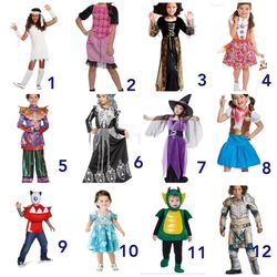 Brand new Halloween kid costumes. Variety of size available. Each $10 or 4 for $20