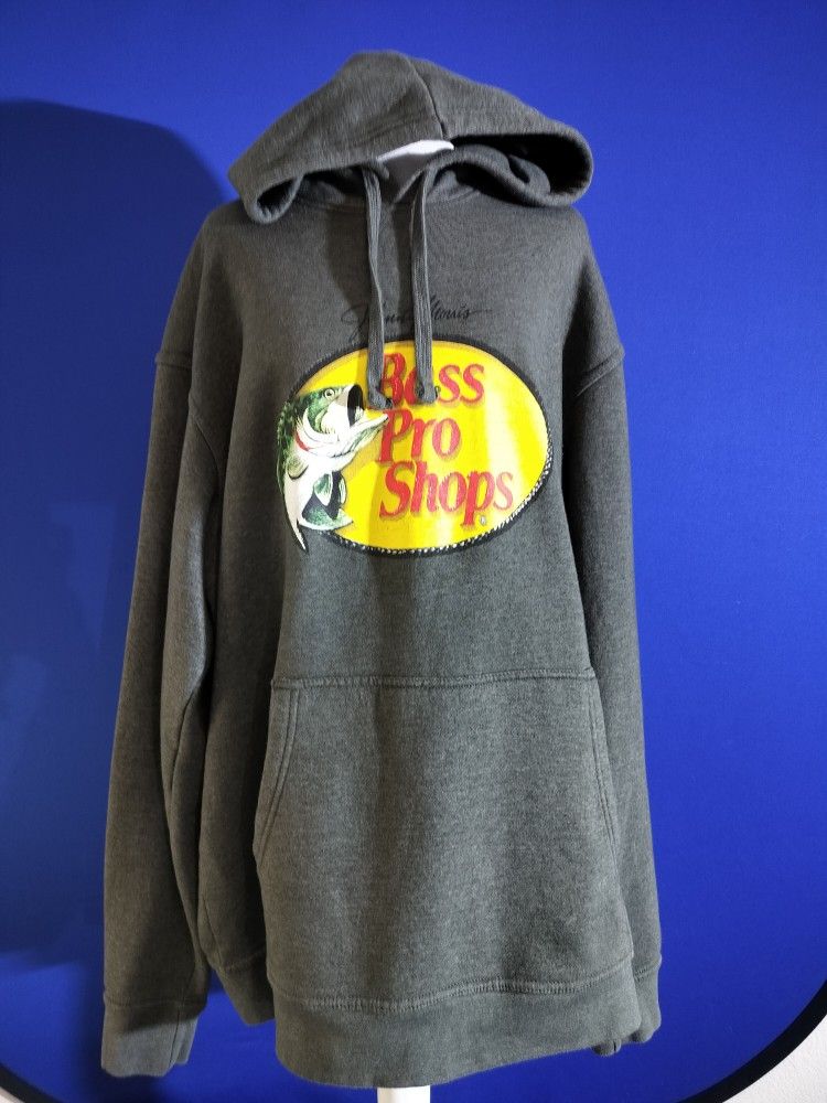 Bass Pro Shop Extra Large Grey Hooded Pullover Sweatshirt (Size 2XL)