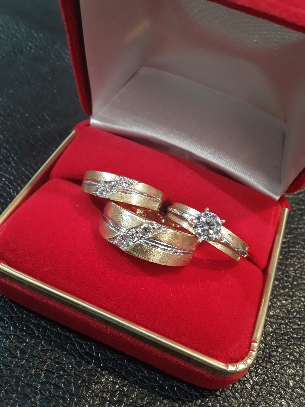 14k solid gold wedding ring set free sizing