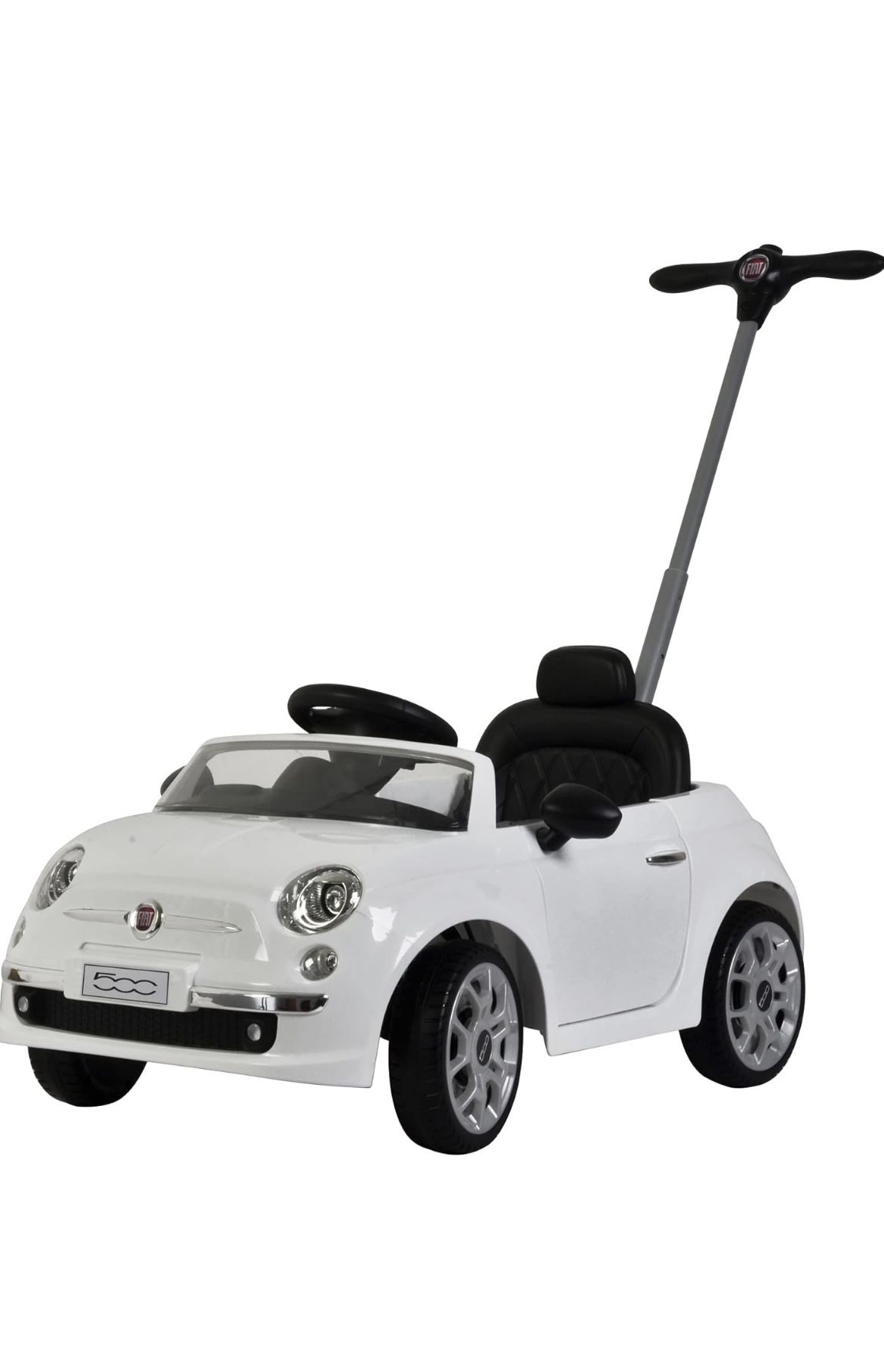 Ride On Cars Fiat 500 Push Car, with Stroller, Adjustable Footrest and Handle, Horn, Music