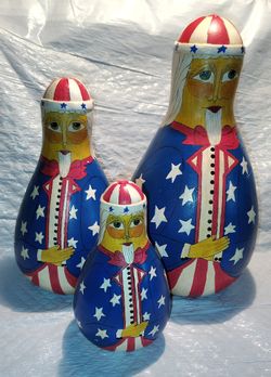 Hand painted gourds set of 3 Karenlee Spencer 2002