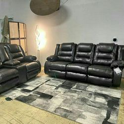 New 2 Piece Vacherie Reclining Sofa And Loveseat, Furniture, Livingroom Set, Couch 