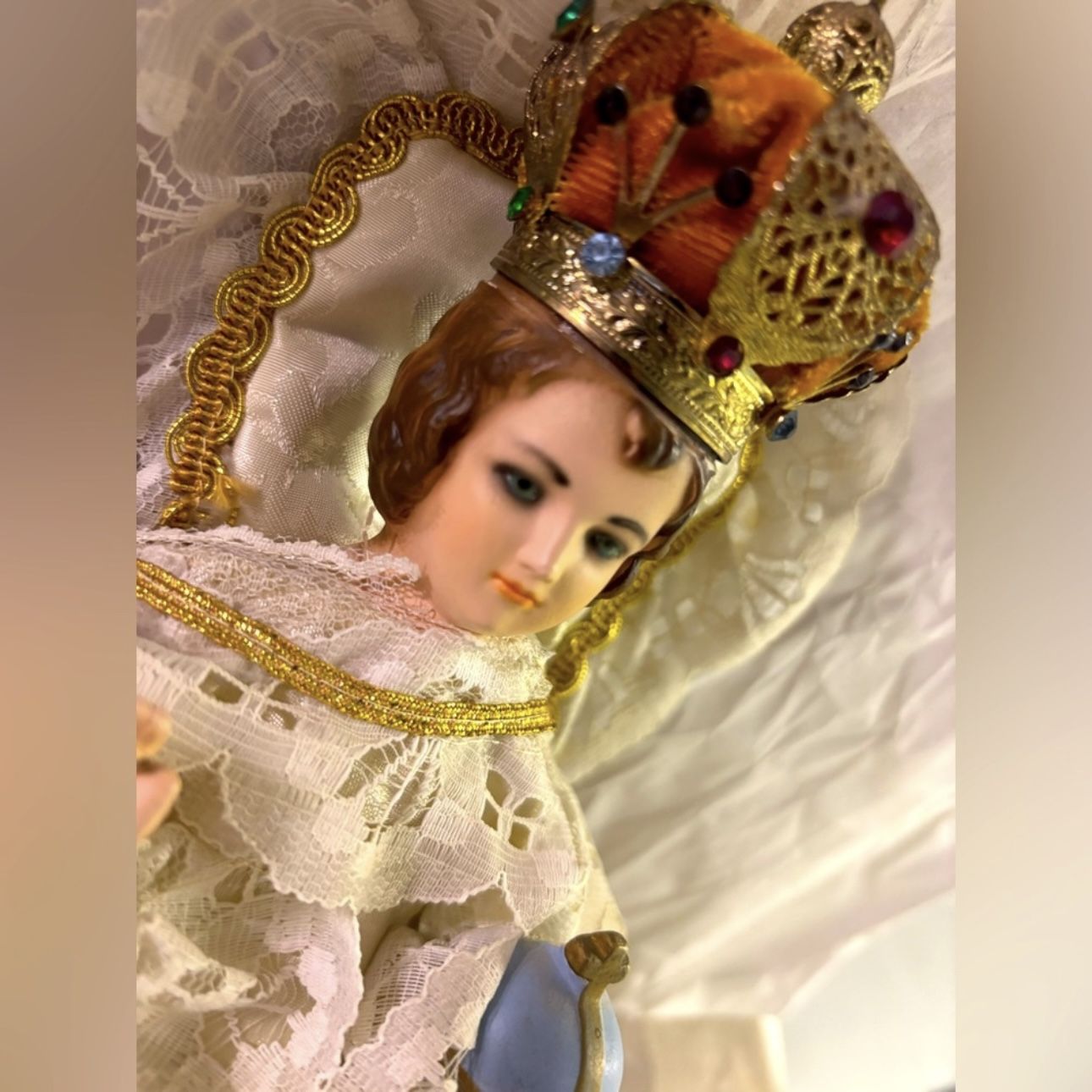 Boy Child King JESUS CHRIST Original Vintage Antique Fine Art Doll Statue Italy Italian Collectible Baby Statue Religion / Religious Christian Icon