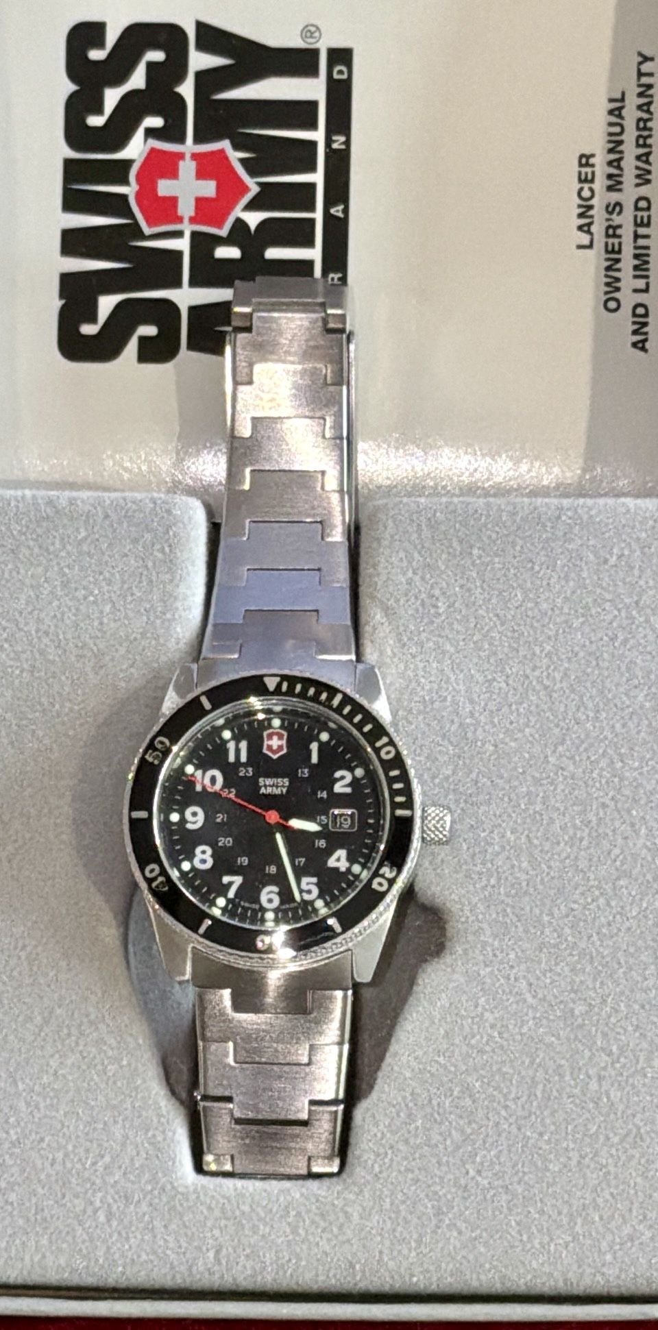 Swiss Army Victorinox Lancer Woman’s Watch-Stainless Steel -Water Resistant-Vintage-New in box.  