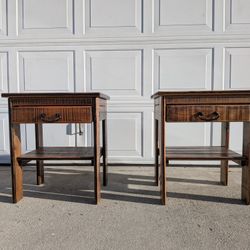 Pair of Handmade Rustic Torched Wood Nightstands / End Tables - Unique Burned Finish!