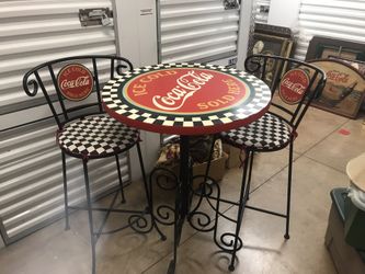 Antique Coca Cola Table And Chairs