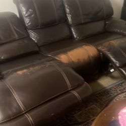 Leather Reclyning Sofas(two)