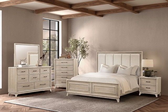 4 PIECE QUEEN SIZE BEDROOM SET BED DRESSER MIRROR NIGHTSTAND RECAMARA CAMA TOCADOR NATURAL OAK FINISH